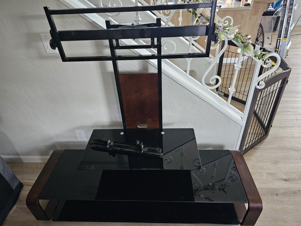 Large TV Stand with Glass Shelves