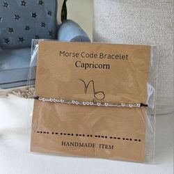 Capricorn Morse Code Horoscope Zodiac Letter Card Friendship adjustable Bracelet anklet December 22 to January 19 silver black approximately adjusts f