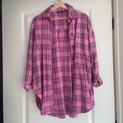 Zara pink plaid button up. Xs