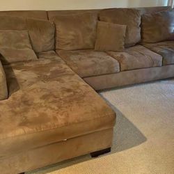 Large Beige Two Piece Modern Sectional Sofa
