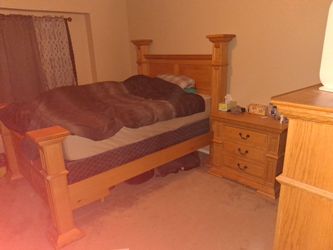 Nightstand, bedframe, and dressers