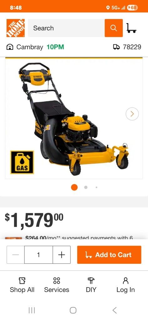 Dewalt 224 28in Selp Propelling Mower
