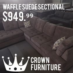 Waffle Suede Grey Sectional 