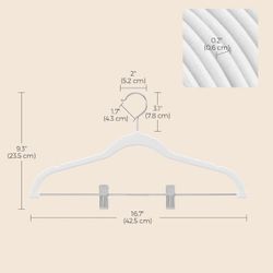 SONGMICS 16.7" Long Velvet Hanger with Adjustable Clips Set of 20 - White