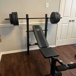 New bench press with bar and 100lb of plates 🔥 Only 2 left 🔥 New disassembled 