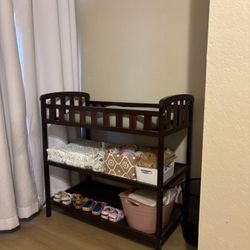 Dark Brown Wood Changing Table For Nursery 