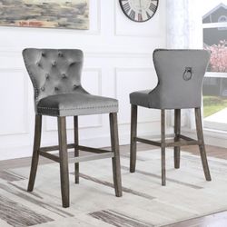 Velvet grey barstools | Set is 2