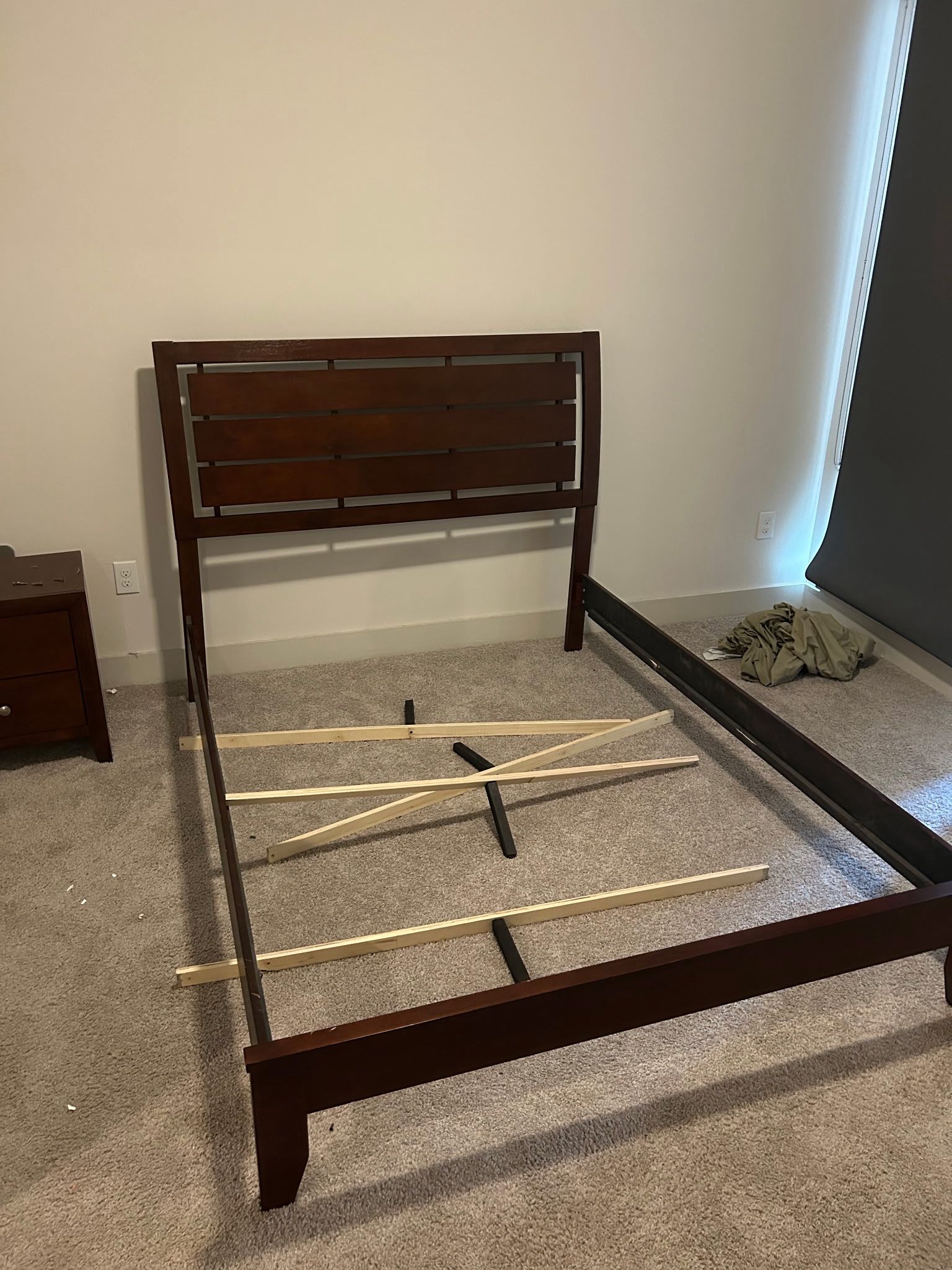 Queen Bed Frame, Night Stand and Small Chest 