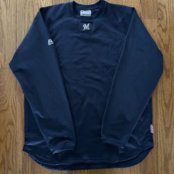 Milwaukee Brewers Majestic Vintage Navy Thermal Pullover Size Large
