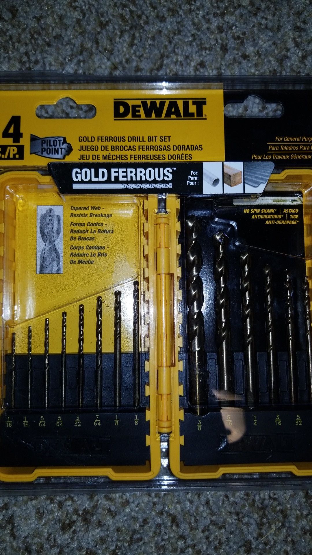 DeWalt 14pc Gold Ferrous Drill Bit Set