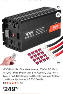 VEVOR 5000W Modified Sine Wave Power Inverter