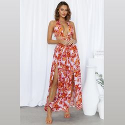 NWT Hello Molly Rising Love Dress Pink Maxi Sundress