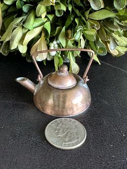 Vintage 2" Copper Tea Pot for Small Dolls & Doll House's RARE