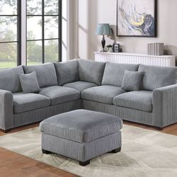 4 Piece Sectional Sofa With 2 Accent Pillows Included Ottoman 