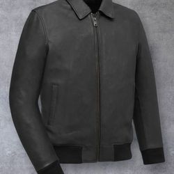 First Mfg Co Custom Shop Black Leather Moto Bomber Jacket Mens 4X Limited Edition FMC  