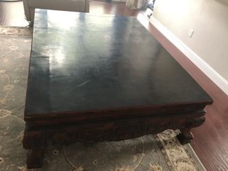 Antique Oversized Hard Wood Coffee Table of