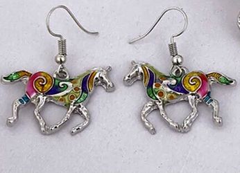 Carousel Horses Multi Colored Earrings