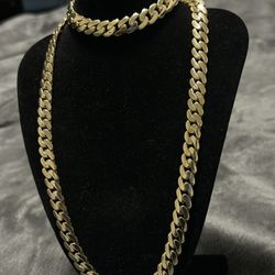 Brand new 10k gold Miami Cuban set 20inch chain 8inch bracelet 9.5mm 60g all real gold no trades