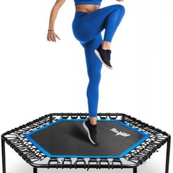 Trampoline for Adults, 48-Inch, 350 LBS Stable & Silent Exercise Trampoline for Rebounding, Jumping Cardio