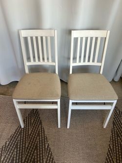 Stakmore Wood Folding Chair with Upholstered Seat, 2-pack