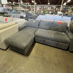 Fabric Sectional Pull-out Bed in Grey! 