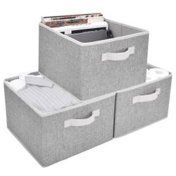 StorageWorks Set of 3 Fabric Storage Bins, Collapsible Storage Boxes for Closet and Shelf, Decorative Storage Bins, Foldable, 3-Pack, 11.6" x 12 12AM