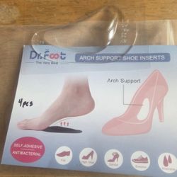 Dr. Foot's Arch Support Shoe Insoles for Flat Feet, Gel Arch Inserts for Plantar Fasciitis, Adhesive Arch Pad for Relieve Pressure and Feet Pain- 2 Pa