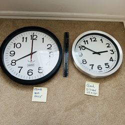 Two modern Wall Clocks bundle silver black white