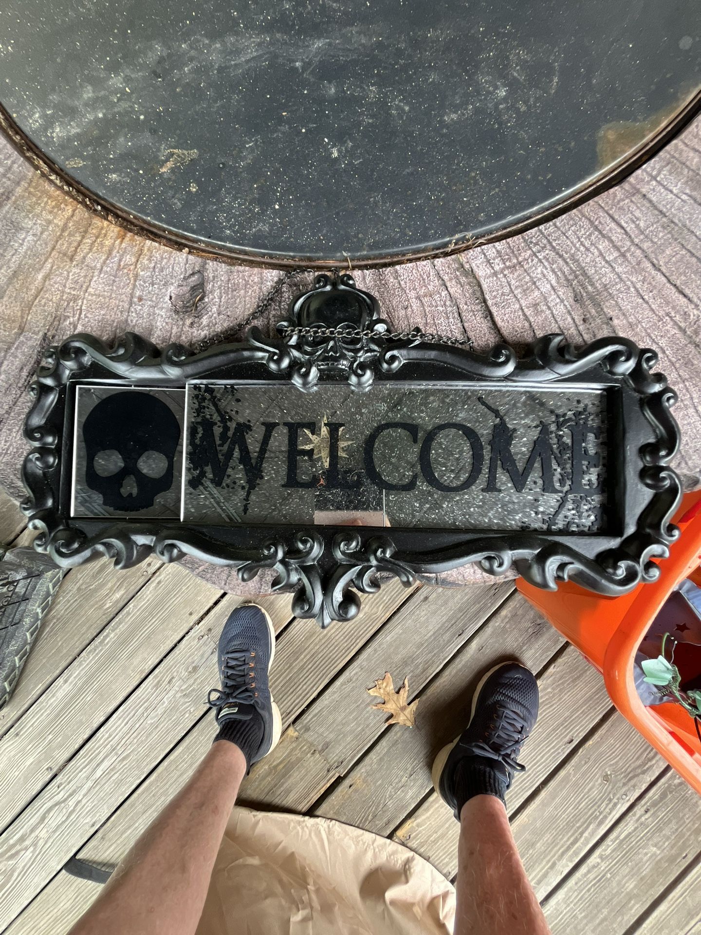 Halloween Skull Welcome Unwelcome On Other Side Sign Ex Cond