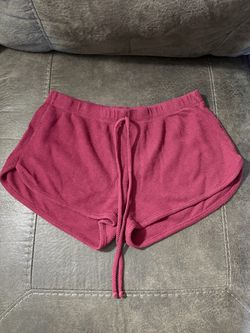 Women's Maroon Waffle Knit Drawstring Shorts