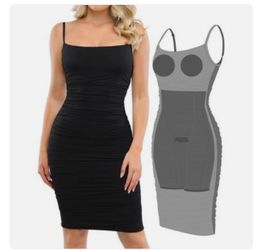Ruched Bodycon Midi Slip Dress