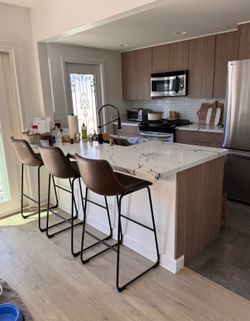 Leather Barstools - Set of 3