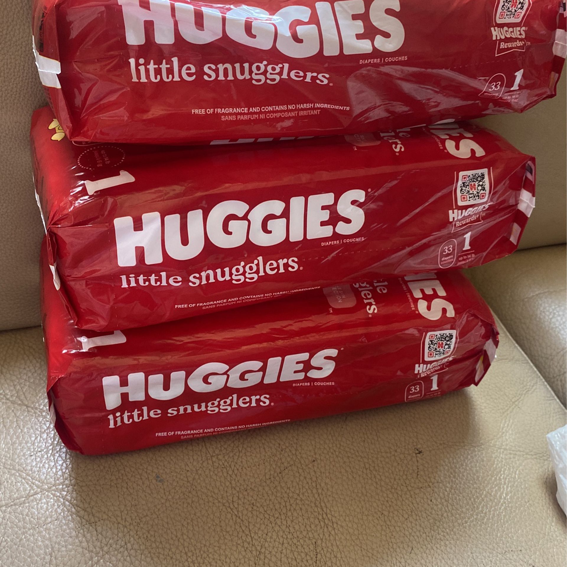 3 Packs Of Huggies Diapers Size 1