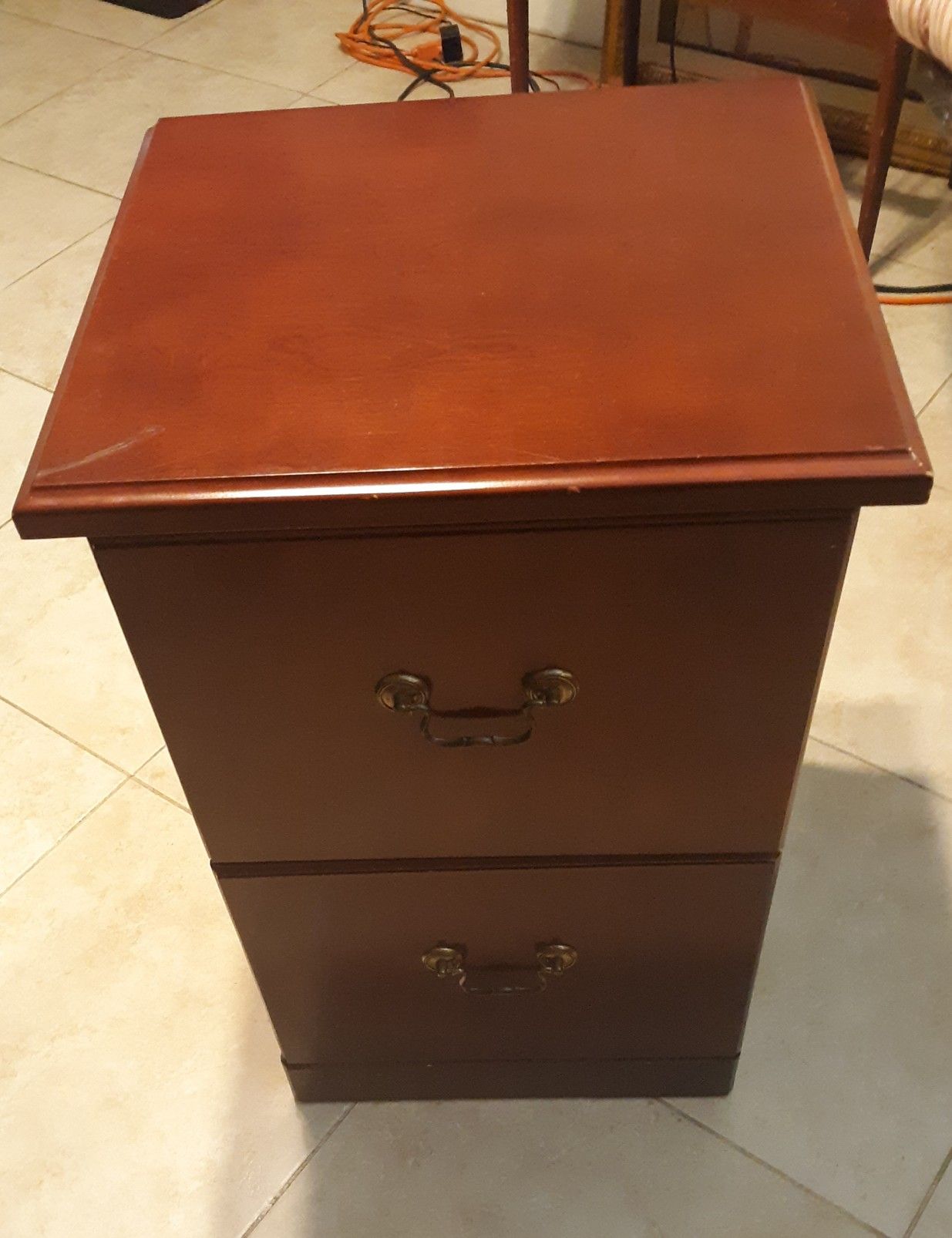 Cherry wood filing cabinet two drawers like new