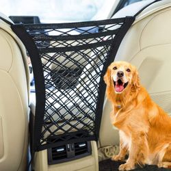 Dog Car Barrier, Pet Car Net Barrier Auto Safety Mesh Organizer, Adjustable Dog Barrier for Cars, SUVs - Car Divider for Dogs Driving Safely