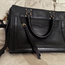 Rebecca Minkoff pebbled leather black purse bag satchel handbag 