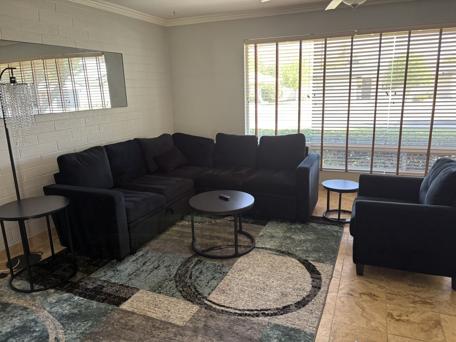 Velvet Sofa Sectional Set Including Tables & Arm Chair