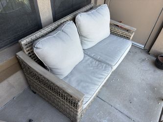 Rattan/Steel Patio Loveseat