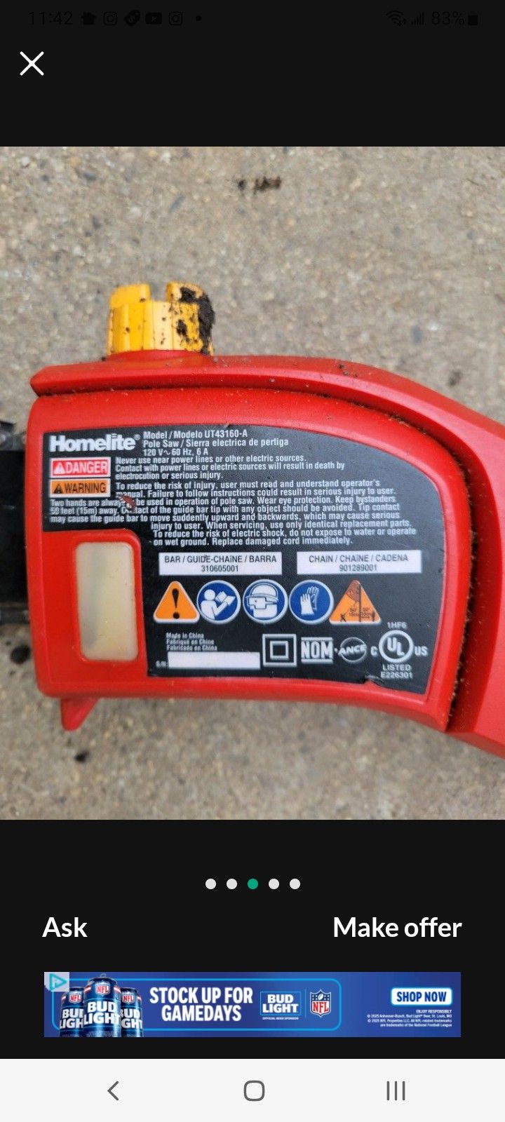 Homelite Electric Pole Saw