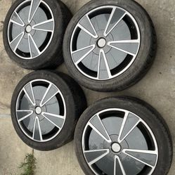 4 — 245/45r19 5x120 5x4.72 Stock Tesla Model S OEM aero Wheels Rims Tires TPMS!!