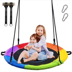 Brand New Trekassy 700lb 40" Saucer Tree Swing For Kids Adults Outdoor Textilene With 2pcs Tree Hanging Straps