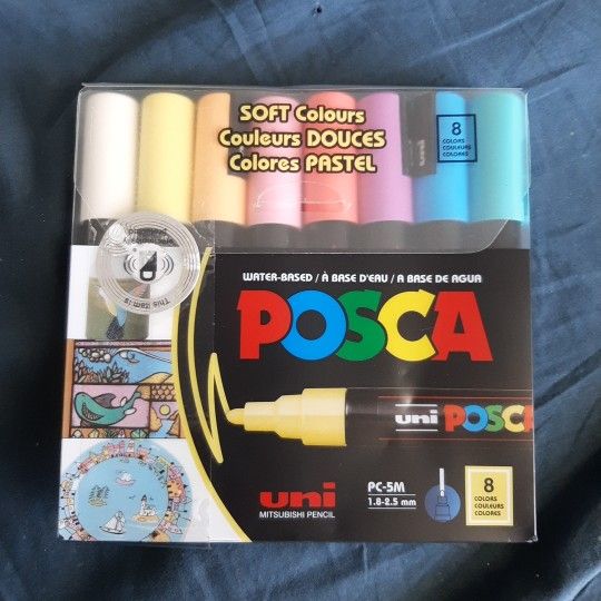 Uni-Posca Paint Marker - Soft Colors - Set of 8 - PC5M - NEW with FREE Shipping