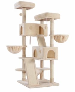 Cat Tree Tower for Indoor Cats,65'' Multi-Level Cat Furniture Activity Center,Stand House Condo Cave,Sisal Scratching Posts Ramps,Plush Perches Platfo