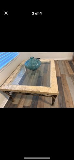 Large coffee table- glass and stone