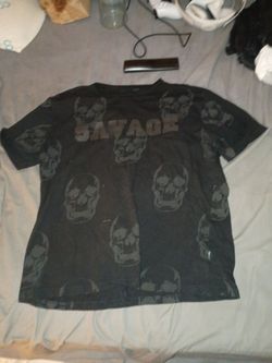 Savage Skull Print Black T-Shirt