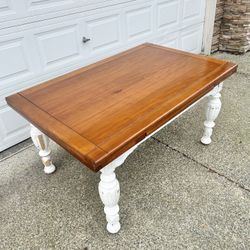 Large Vintage Table- Solid Wood- Extendable Hidden Leaves