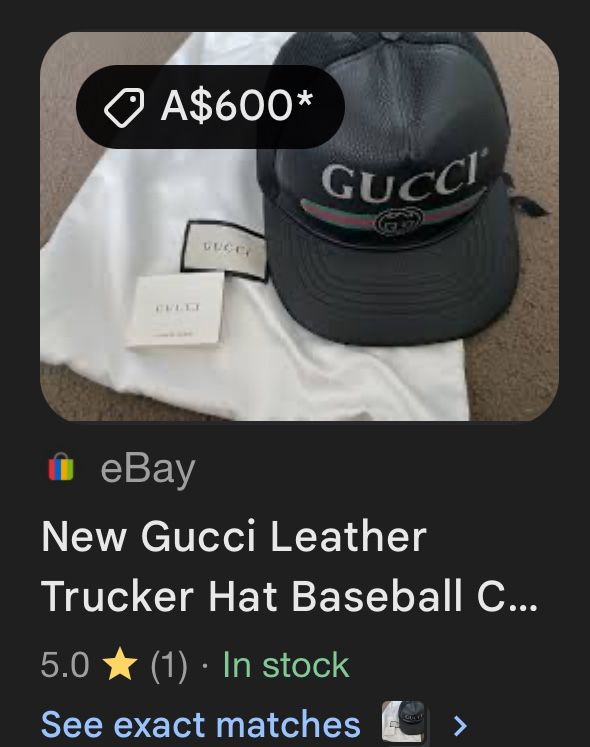Gucci Leather Trucker Hat Authentic