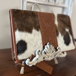 New embossed leather cowhide western jewelry case holder travel organizer gift