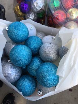 Silver, blue and white bulbs used