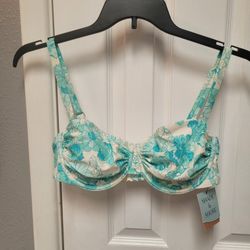Shade & Shore underwire floral bikini top Sz 38D 